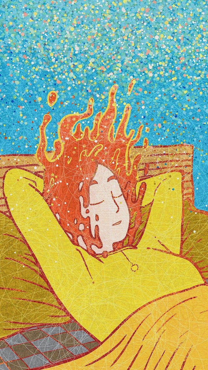 ilustración de una mujer descansando en su cama