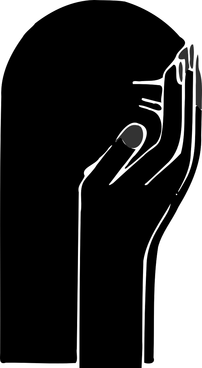 ilustración, persona cubriéndose la cara de vergüenza. 